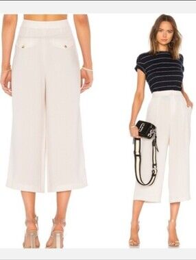 Vince High Waist Crop Culottes Pants in Sandstone